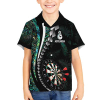 Personalized New Zealand Darts Family Matching Off Shoulder Short Dress and Hawaiian Shirt Paua Shell Koiri - Manaia LT7 Son's Shirt Green - Polynesian Pride
