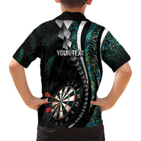 Personalized New Zealand Darts Family Matching Puletasi and Hawaiian Shirt Paua Shell Koiri - Manaia