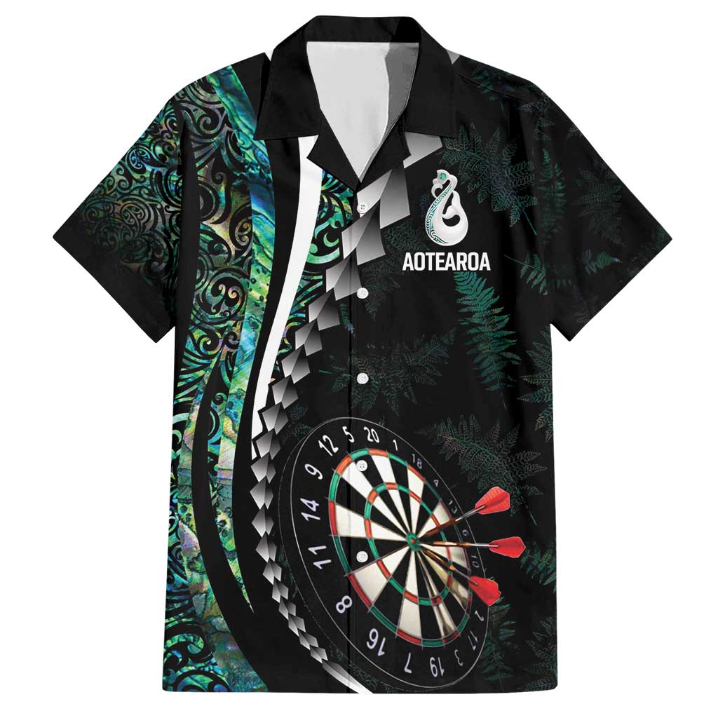 Personalized New Zealand Darts Family Matching Short Sleeve Bodycon Dress and Hawaiian Shirt Paua Shell Koiri - Manaia LT7 Dad's Shirt - Short Sleeve Green - Polynesian Pride