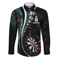 Personalized New Zealand Darts Family Matching Short Sleeve Bodycon Dress and Hawaiian Shirt Paua Shell Koiri - Manaia LT7 Dad's Shirt - Long Sleeve Green - Polynesian Pride
