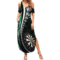 Personalized New Zealand Darts Family Matching Summer Maxi Dress and Hawaiian Shirt Paua Shell Koiri - Manaia LT7 Mom's Dress Green - Polynesian Pride