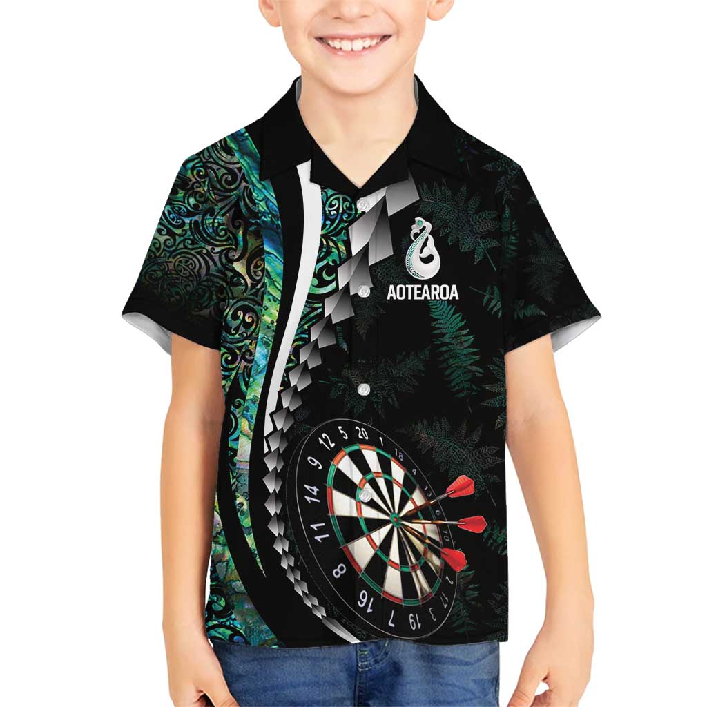 Personalized New Zealand Darts Family Matching Summer Maxi Dress and Hawaiian Shirt Paua Shell Koiri - Manaia LT7 Son's Shirt Green - Polynesian Pride