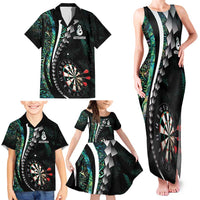 Personalized New Zealand Darts Family Matching Tank Maxi Dress and Hawaiian Shirt Paua Shell Koiri - Manaia LT7 - Polynesian Pride