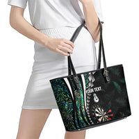 Personalized New Zealand Darts Leather Tote Bag Paua Shell Koiri - Manaia