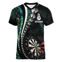 Personalized New Zealand Darts Women V-Neck T-Shirt Paua Shell Koiri - Manaia