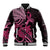 Aotearoa Maori Baseball Jacket Pink Fern Ribbons on Black - Polynesian Pride
