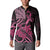 Aotearoa Maori Button Sweatshirt Pink Fern Ribbons on Black - Polynesian Pride