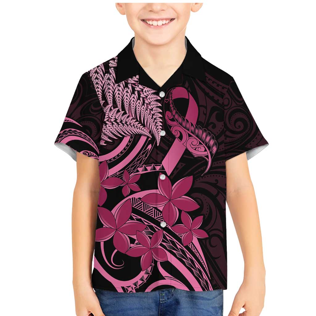 Aotearoa Maori Family Matching Mermaid Dress and Hawaiian Shirt Pink Fern Ribbons on Black LT7 Son's Shirt Black - Polynesian Pride