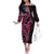 Aotearoa Maori Family Matching Off The Shoulder Long Sleeve Dress and Hawaiian Shirt Pink Fern Ribbons on Black - Polynesian Pride