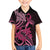 Aotearoa Maori Family Matching Off The Shoulder Long Sleeve Dress and Hawaiian Shirt Pink Fern Ribbons on Black - Polynesian Pride