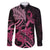 Aotearoa Maori Family Matching Puletasi and Hawaiian Shirt Pink Fern Ribbons on Black - Polynesian Pride