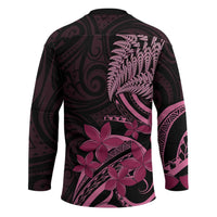 Aotearoa Maori Hockey Jersey Pink Fern Ribbons on Black - Polynesian Pride