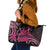 Aotearoa Maori Leather Tote Bag Pink Fern Ribbons on Black - Polynesian Pride
