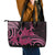 Aotearoa Maori Leather Tote Bag Pink Fern Ribbons on Black - Polynesian Pride