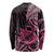 Aotearoa Maori Long Sleeve Shirt Pink Fern Ribbons on Black - Polynesian Pride