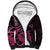 Aotearoa Maori Sherpa Hoodie Pink Fern Ribbons on Black - Polynesian Pride