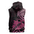 Aotearoa Maori Sleeveless Hoodie Pink Fern Ribbons on Black - Polynesian Pride