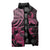 Aotearoa Maori Sleeveless Puffer Jacket Pink Fern Ribbons on Black - Polynesian Pride