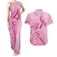 Aotearoa Maori Couples Matching Tank Maxi Dress and Hawaiian Shirt Pink Fern Ribbons LT7 Pink - Polynesian Pride