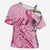 Aotearoa Maori Cross Shoulder Shirt Pink Fern Ribbons - Polynesian Pride