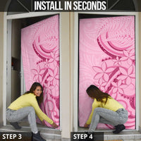 Aotearoa Maori Door Cover Pink Fern Ribbons - Polynesian Pride