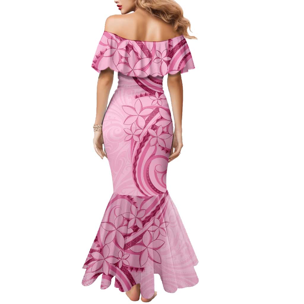 Aotearoa Maori Family Matching Mermaid Dress and Hawaiian Shirt Pink Fern Ribbons LT7 - Polynesian Pride