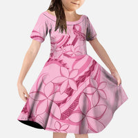 Aotearoa Maori Family Matching Off The Shoulder Long Sleeve Dress and Hawaiian Shirt Pink Fern Ribbons LT7 Daughter's Dress Pink - Polynesian Pride