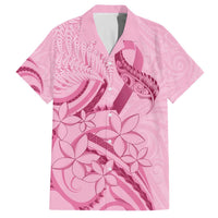 Aotearoa Maori Family Matching Off The Shoulder Long Sleeve Dress and Hawaiian Shirt Pink Fern Ribbons LT7 Dad's Shirt - Short Sleeve Pink - Polynesian Pride