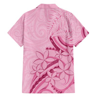 Aotearoa Maori Family Matching Off The Shoulder Long Sleeve Dress and Hawaiian Shirt Pink Fern Ribbons LT7 - Polynesian Pride