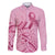 Aotearoa Maori Family Matching Off The Shoulder Long Sleeve Dress and Hawaiian Shirt Pink Fern Ribbons - Polynesian Pride