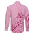 Aotearoa Maori Family Matching Off The Shoulder Long Sleeve Dress and Hawaiian Shirt Pink Fern Ribbons - Polynesian Pride