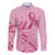 Aotearoa Maori Family Matching Off Shoulder Maxi Dress and Hawaiian Shirt Pink Fern Ribbons - Polynesian Pride