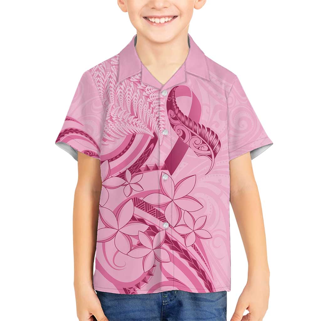 Aotearoa Maori Family Matching Off Shoulder Maxi Dress and Hawaiian Shirt Pink Fern Ribbons LT7 Son's Shirt Pink - Polynesian Pride
