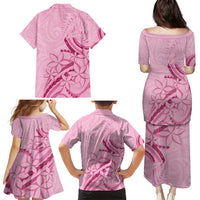 Aotearoa Maori Family Matching Puletasi and Hawaiian Shirt Pink Fern Ribbons LT7 - Polynesian Pride