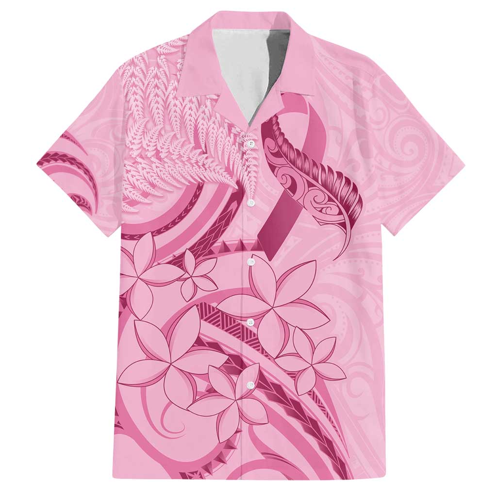 Aotearoa Maori Family Matching Puletasi and Hawaiian Shirt Pink Fern Ribbons LT7 Dad's Shirt - Short Sleeve Pink - Polynesian Pride