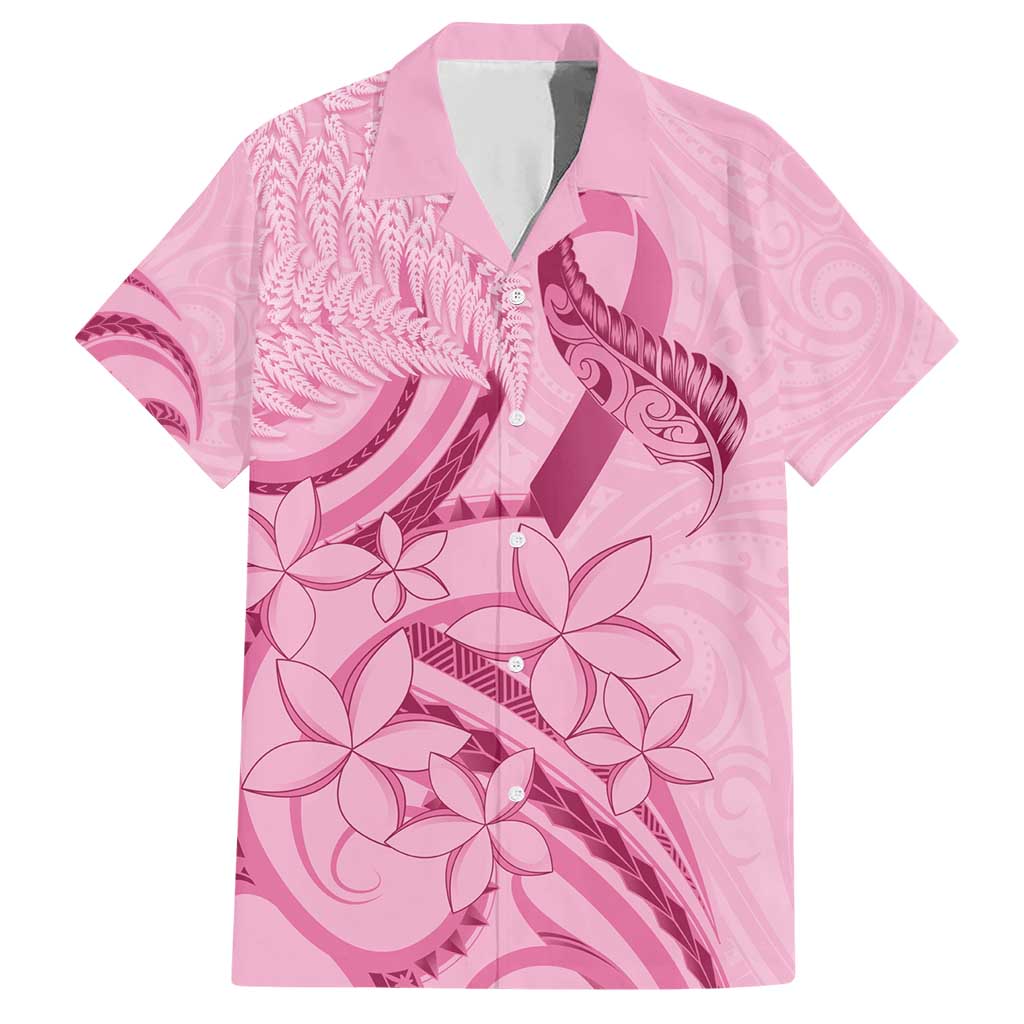 Aotearoa Maori Family Matching Short Sleeve Bodycon Dress and Hawaiian Shirt Pink Fern Ribbons LT7 Dad's Shirt - Short Sleeve Pink - Polynesian Pride