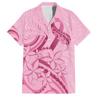Aotearoa Maori Family Matching Short Sleeve Bodycon Dress and Hawaiian Shirt Pink Fern Ribbons LT7 Dad's Shirt - Short Sleeve Pink - Polynesian Pride