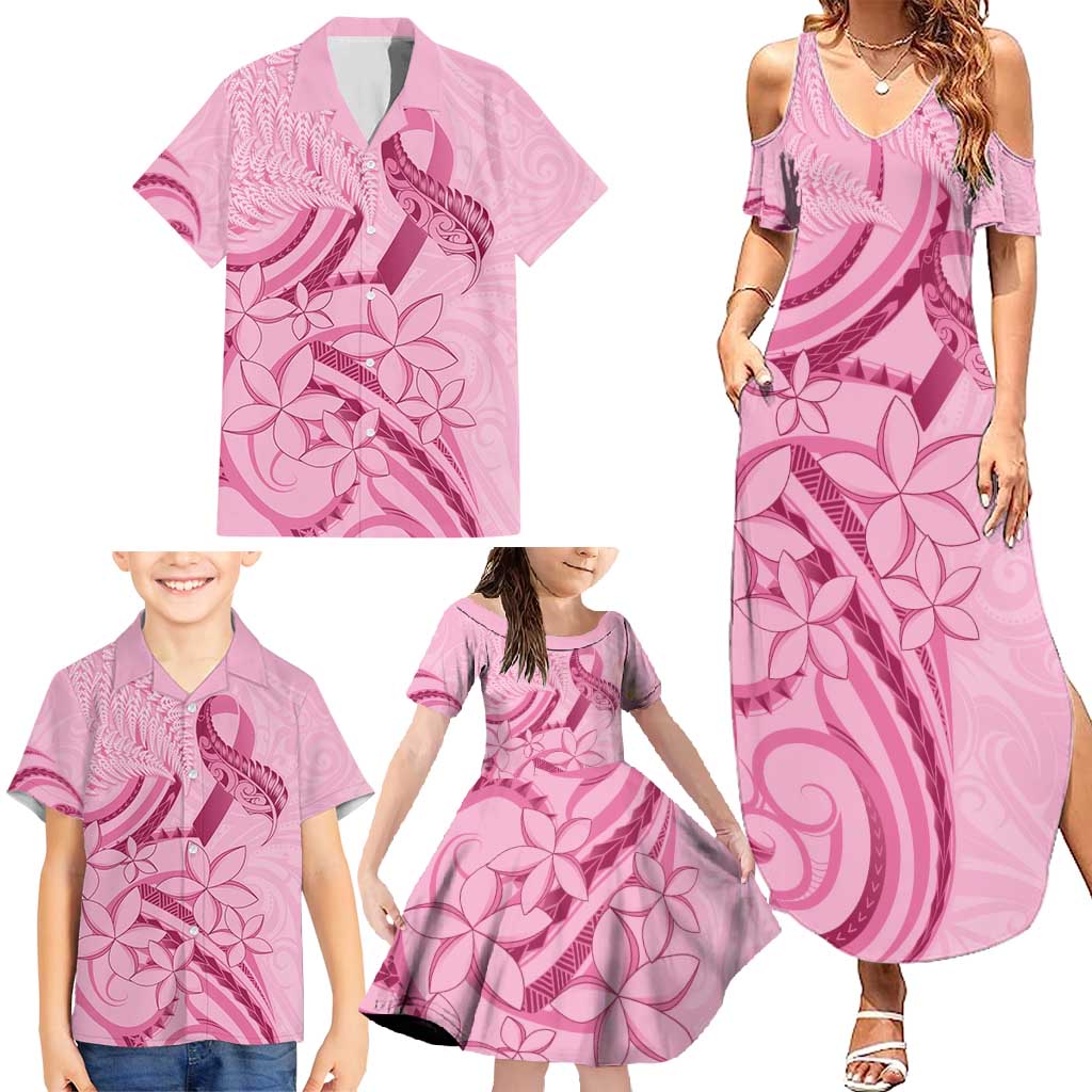 Aotearoa Maori Family Matching Summer Maxi Dress and Hawaiian Shirt Pink Fern Ribbons LT7 - Polynesian Pride