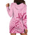 Aotearoa Maori Hoodie Dress Pink Fern Ribbons - Polynesian Pride