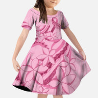 Aotearoa Maori Kid Short Sleeve Dress Pink Fern Ribbons - Polynesian Pride