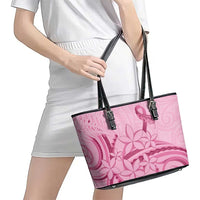 Aotearoa Maori Leather Tote Bag Pink Fern Ribbons - Polynesian Pride