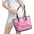 Aotearoa Maori Leather Tote Bag Pink Fern Ribbons - Polynesian Pride