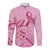 Aotearoa Maori Long Sleeve Button Shirt Pink Fern Ribbons - Polynesian Pride