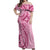 Aotearoa Maori Off Shoulder Maxi Dress Pink Fern Ribbons - Polynesian Pride
