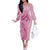 Aotearoa Maori Off The Shoulder Long Sleeve Dress Pink Fern Ribbons - Polynesian Pride