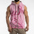 Aotearoa Maori Sleeveless Zip Hoodie Pink Fern Ribbons - Polynesian Pride