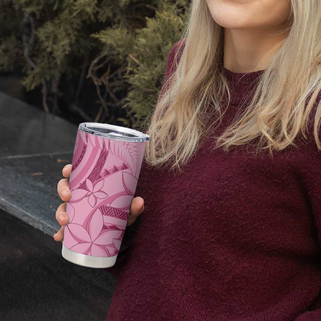 Aotearoa Maori Tumbler Cup Pink Fern Ribbons - Polynesian Pride