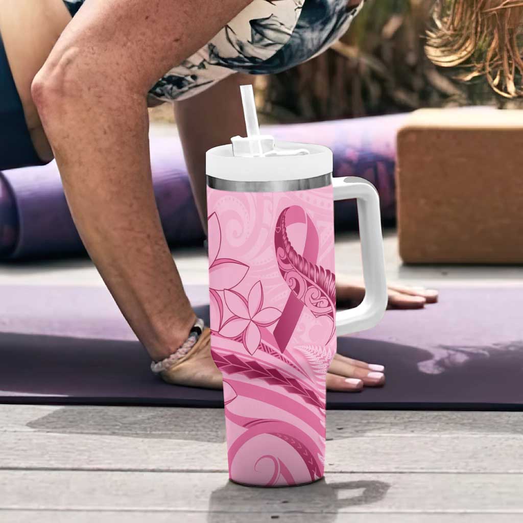 Aotearoa Maori Tumbler With Handle Pink Fern Ribbons - Polynesian Pride