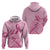 Aotearoa Maori Zip Hoodie Pink Fern Ribbons - Polynesian Pride