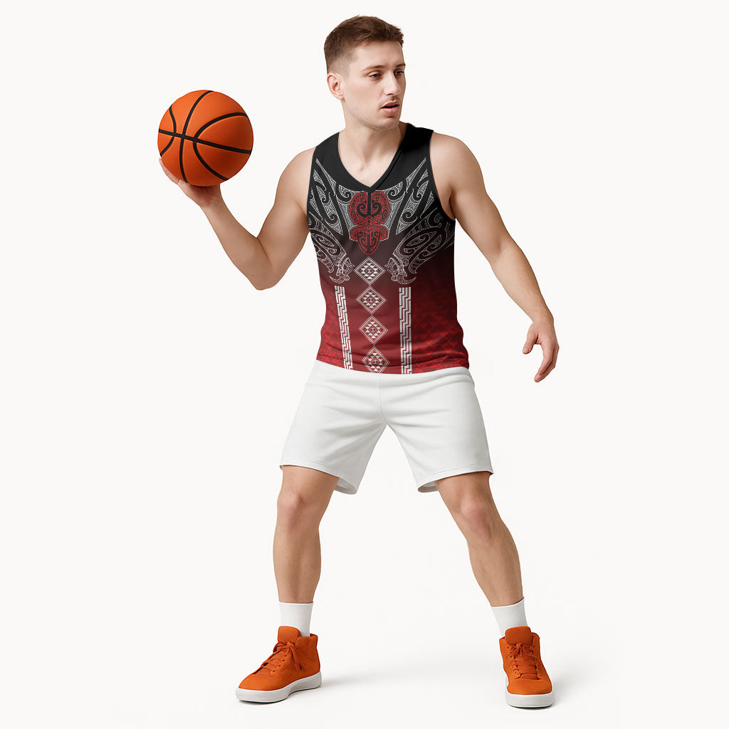 Aotearoa Maori Iwi Heritage Basketball Jersey Ngapuhi Kokowai LT7 - Polynesian Pride